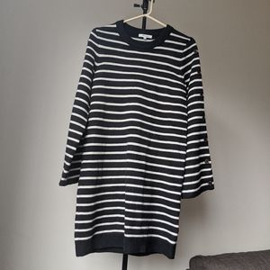 Madewell Black and White Stripe Sweater Dress M